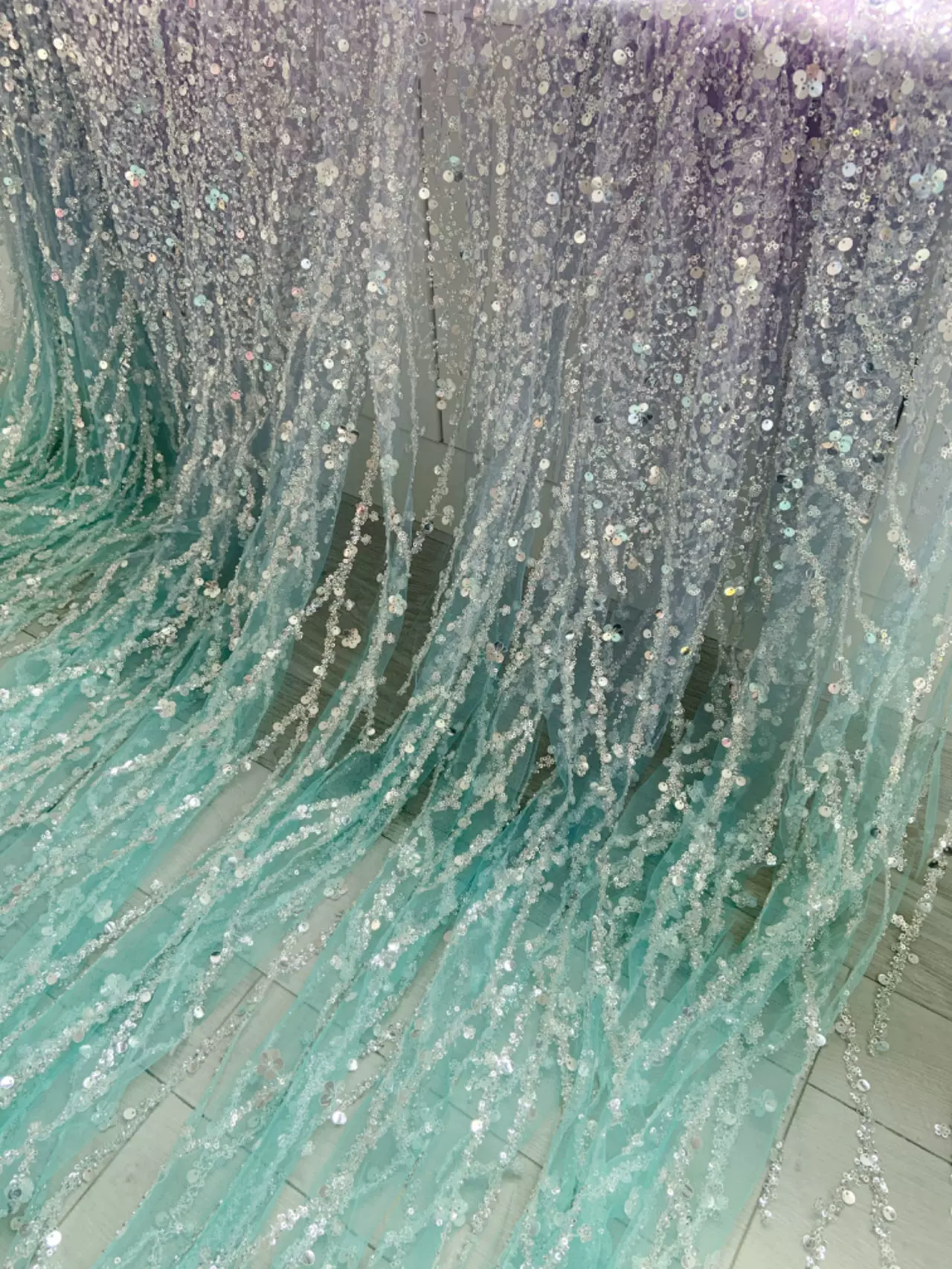 Sparkling Elegance: Gradient Sequin Mesh Fabric