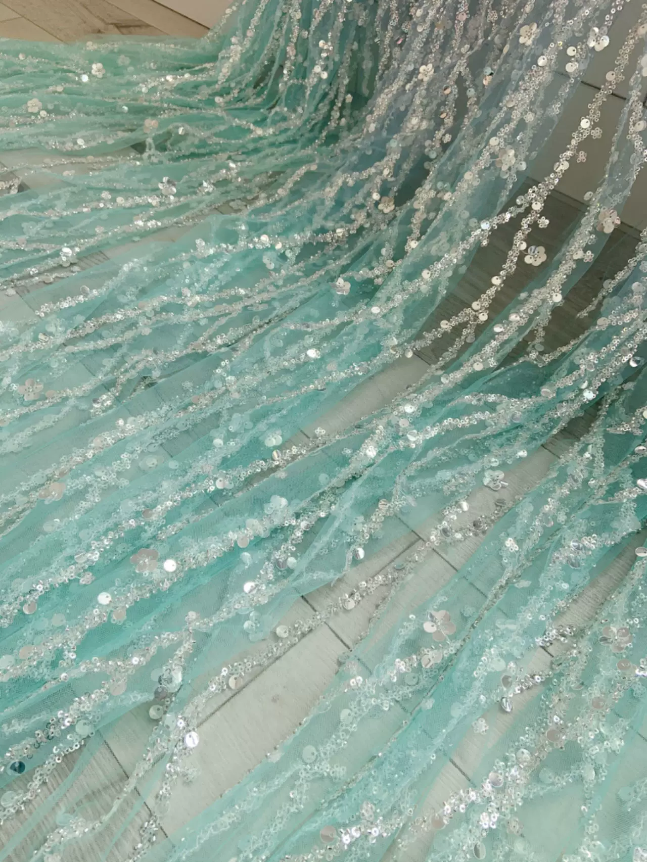 Sparkling Elegance: Gradient Sequin Mesh Fabric