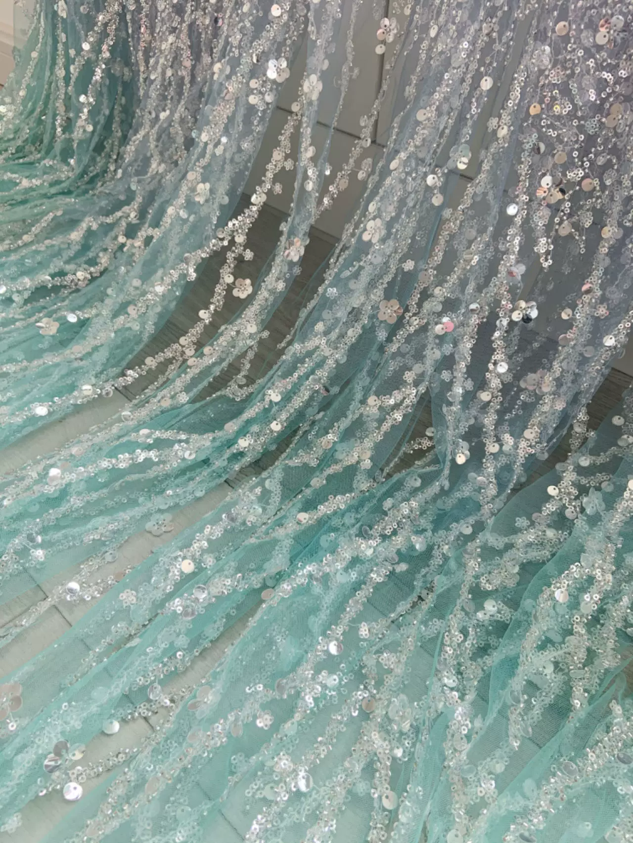 Sparkling Elegance: Gradient Sequin Mesh Fabric