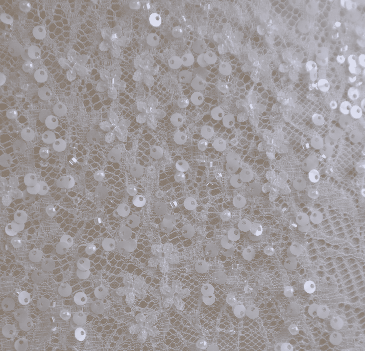 Floral Sequin and Beaded Lace Fabric for Bridal and Evening Wear